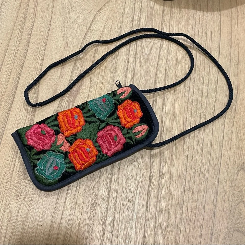 Mini Crossbody Velvet Embroidered Phone Card Holders